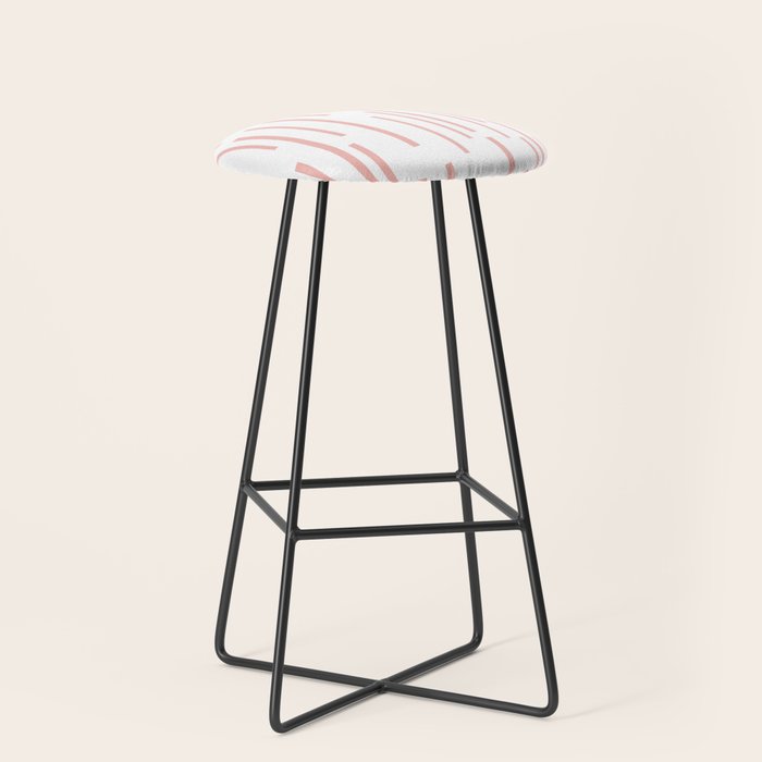 Leitungen Minimalist Pink and White Interrupted Line Pattern Stool Gallery Image 1