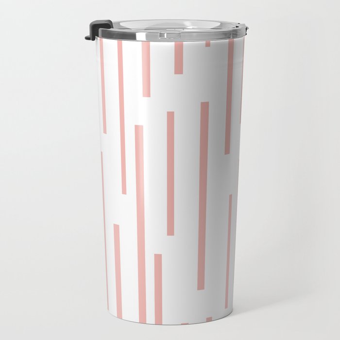 Leitungen Minimalist Pink and White Interrupted Line Pattern Travel Mug Gallery Image 3