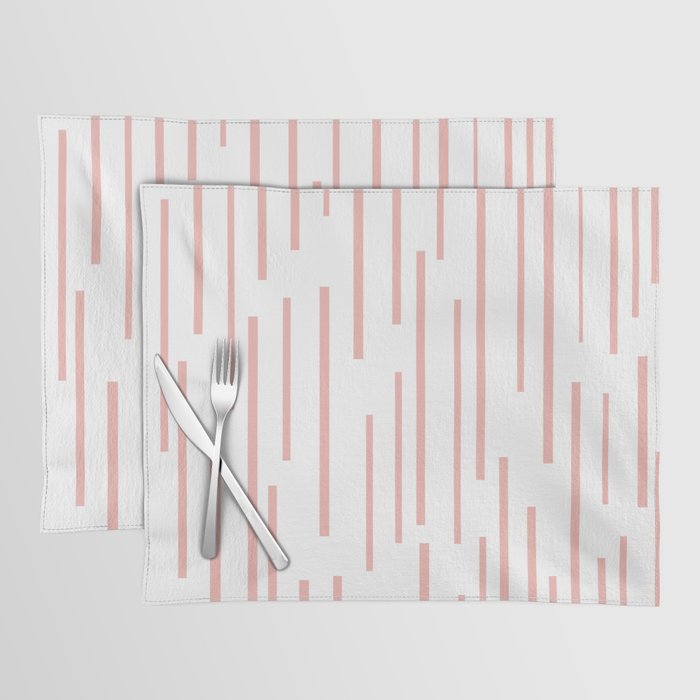 Leitungen Minimalist Pink and White Interrupted Line Pattern Placemat Gallery Image 1