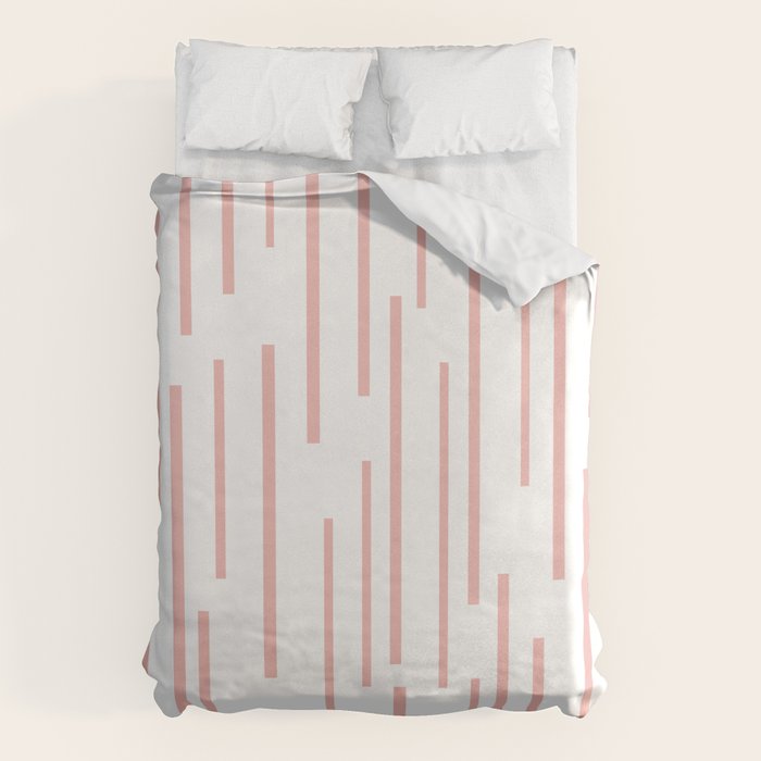Leitungen Minimalist Pink and White Interrupted Line Pattern Duvet Cover Gallery Image 6