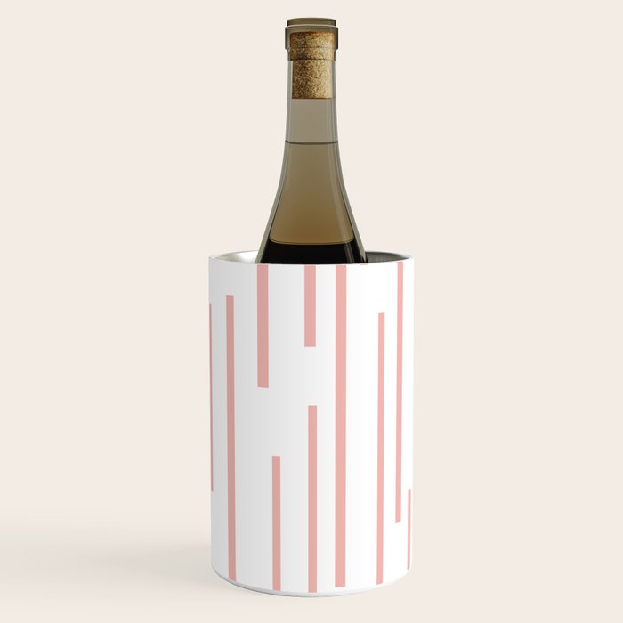 Leitungen Minimalist Pink and White Interrupted Line Pattern Wine Chiller Gallery Image 1