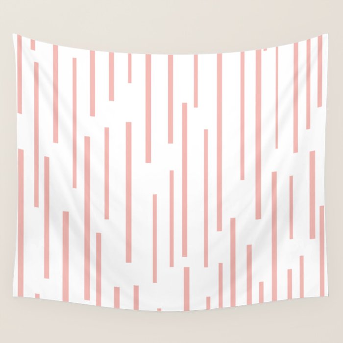 Leitungen Minimalist Pink and White Interrupted Line Pattern Wall Tapestry Gallery Image 4
