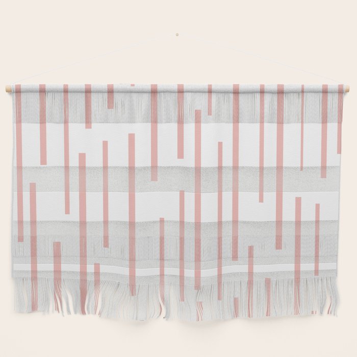Leitungen Minimalist Pink and White Interrupted Line Pattern Wall Hanging Gallery Image 1