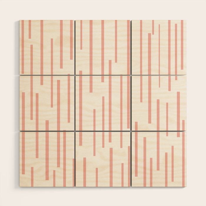 Leitungen Minimalist Pink and White Interrupted Line Pattern Wood Wall Art Gallery Image 1