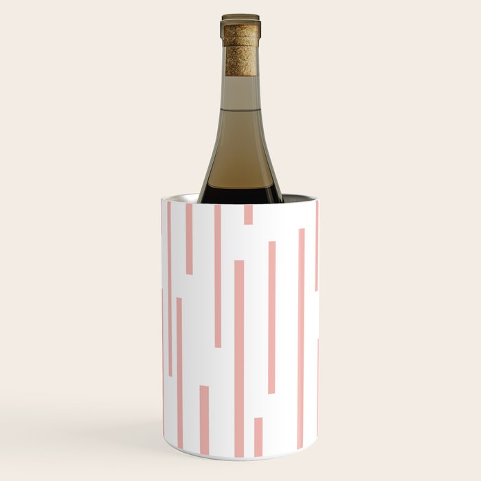 Leitungen Minimalist Pink and White Interrupted Line Pattern Wine Chiller Gallery Image 2