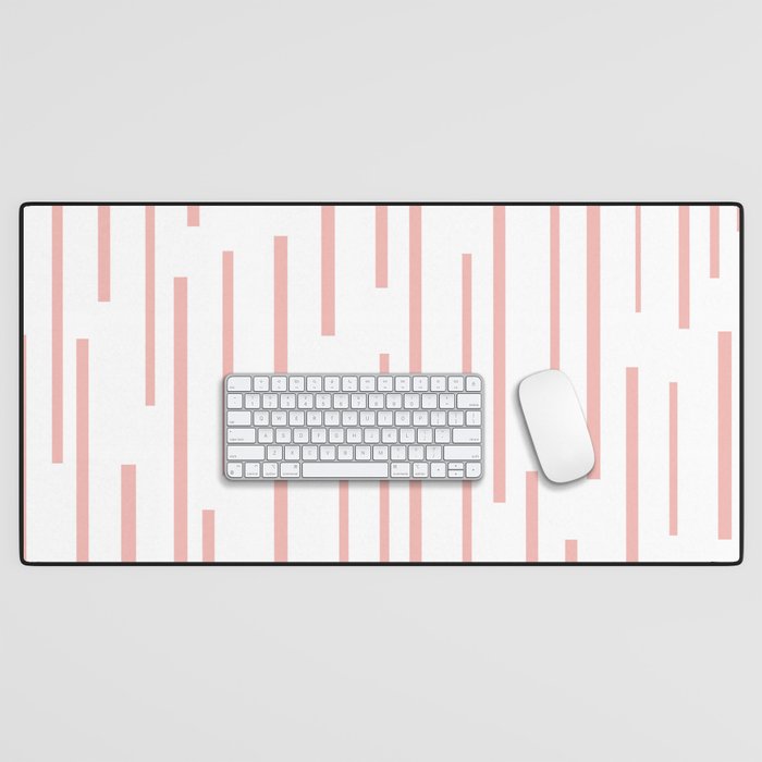 Leitungen Minimalist Pink and White Interrupted Line Pattern Desk Mat Gallery Image 1