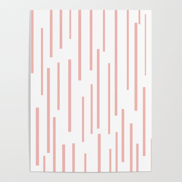 Leitungen Minimalist Pink and White Interrupted Line Pattern Poster Gallery Image 4