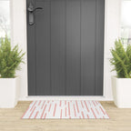 Leitungen Minimalist Pink and White Interrupted Line Pattern Welcome Mat Gallery Image 3