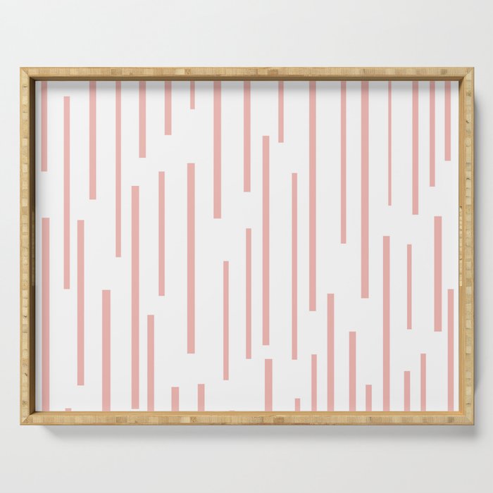 Leitungen Minimalist Pink and White Interrupted Line Pattern Serving Tray Gallery Image 1