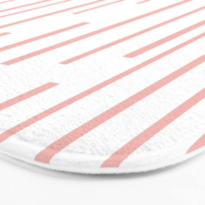 Leitungen Minimalist Pink and White Interrupted Line Pattern Bath Mat Gallery Image 3