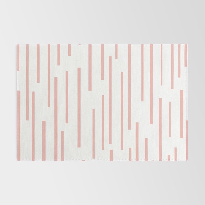 Leitungen Minimalist Pink and White Interrupted Line Pattern Rug Gallery Image 2