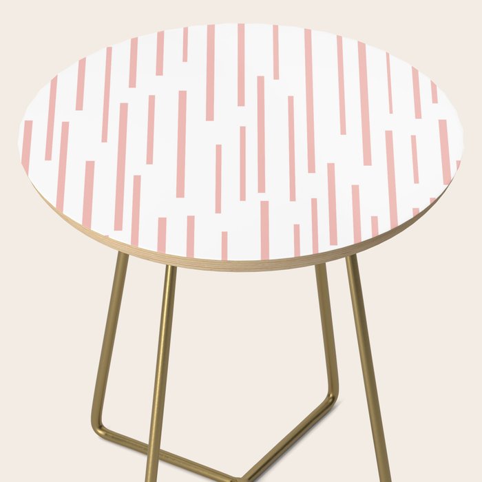 Leitungen Minimalist Pink and White Interrupted Line Pattern Side Table Gallery Image 2