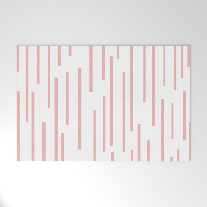 Leitungen Minimalist Pink and White Interrupted Line Pattern Welcome Mat Gallery Image 1