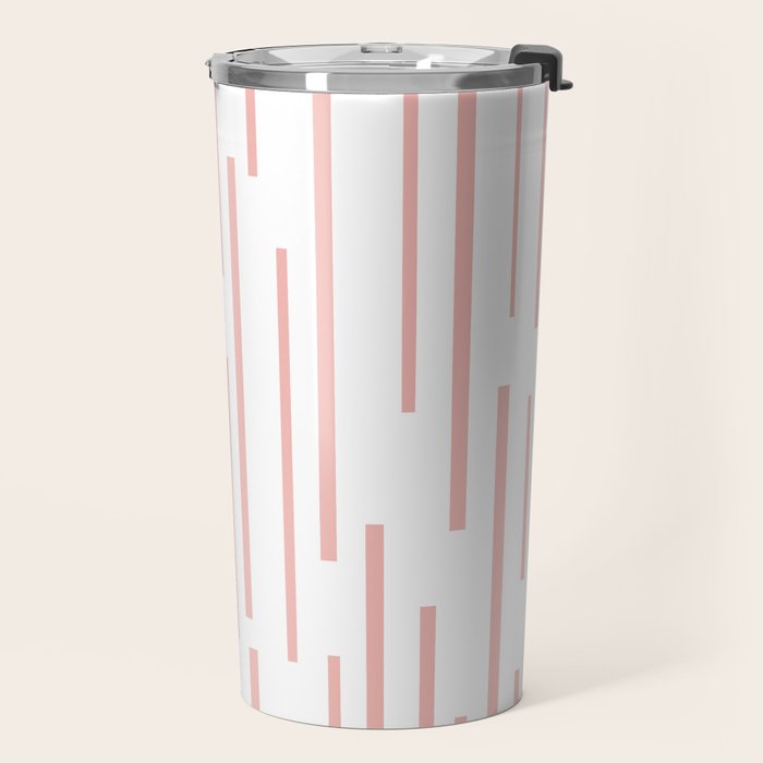 Leitungen Minimalist Pink and White Interrupted Line Pattern Travel Mug Gallery Image 2