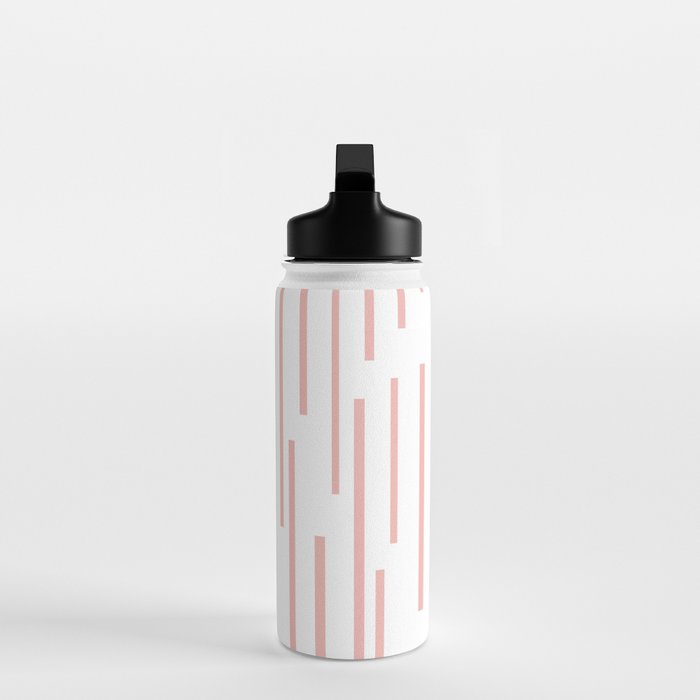 Leitungen Minimalist Pink and White Interrupted Line Pattern Water Bottle Gallery Image 3