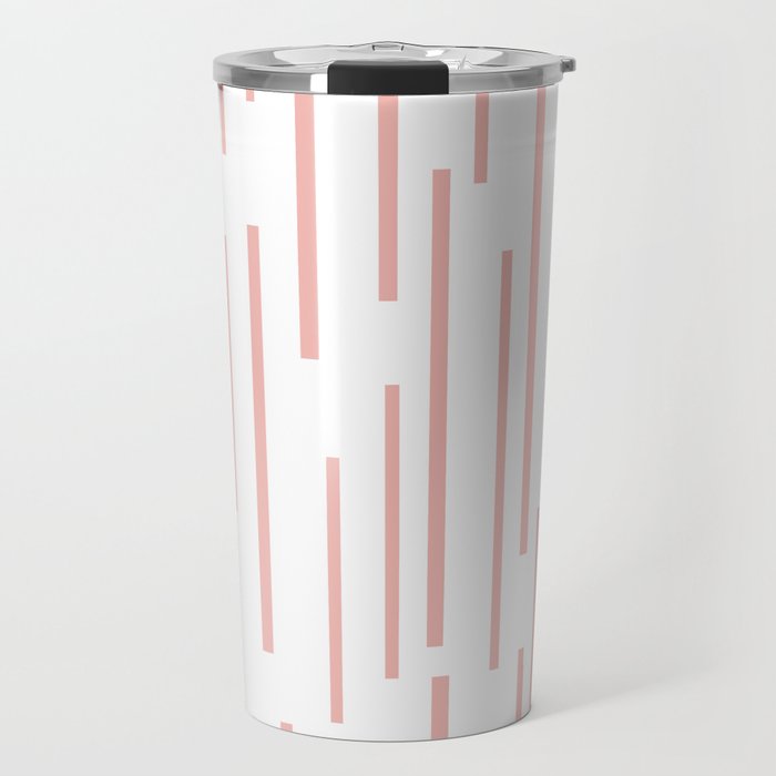 Leitungen Minimalist Pink and White Interrupted Line Pattern Travel Mug Gallery Image 1