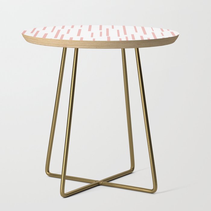 Leitungen Minimalist Pink and White Interrupted Line Pattern Side Table Gallery Image 1