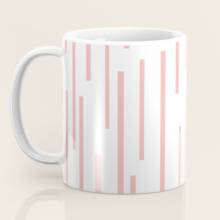 Leitungen Minimalist Pink and White Interrupted Line Pattern Coffee Mug Gallery Image 3
