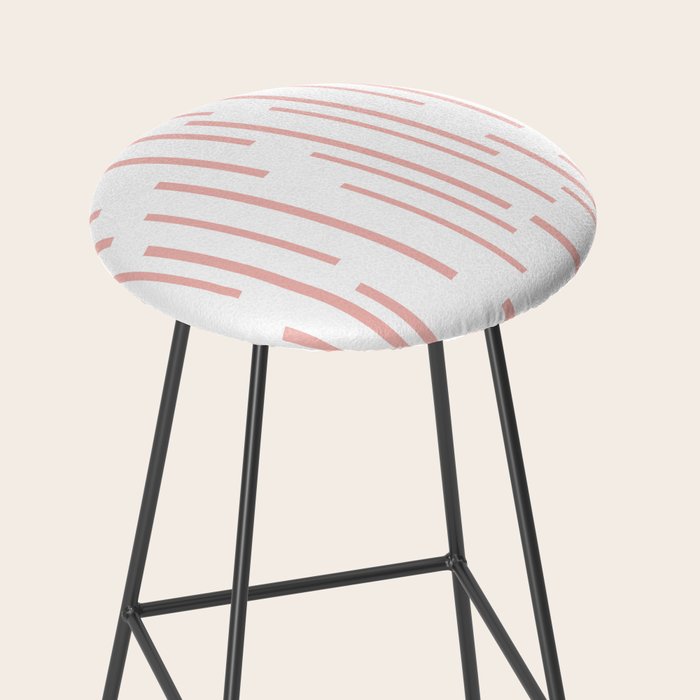 Leitungen Minimalist Pink and White Interrupted Line Pattern Stool Gallery Image 2