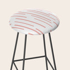 Leitungen Minimalist Pink and White Interrupted Line Pattern Stool Gallery Image 2
