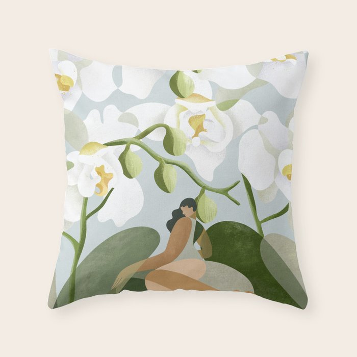 Moth Orchid Throw Pillow