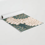 Floral Aesthetic in Dark Teal Green, Ivory and Gold Yoga Mat Gallery Image 2