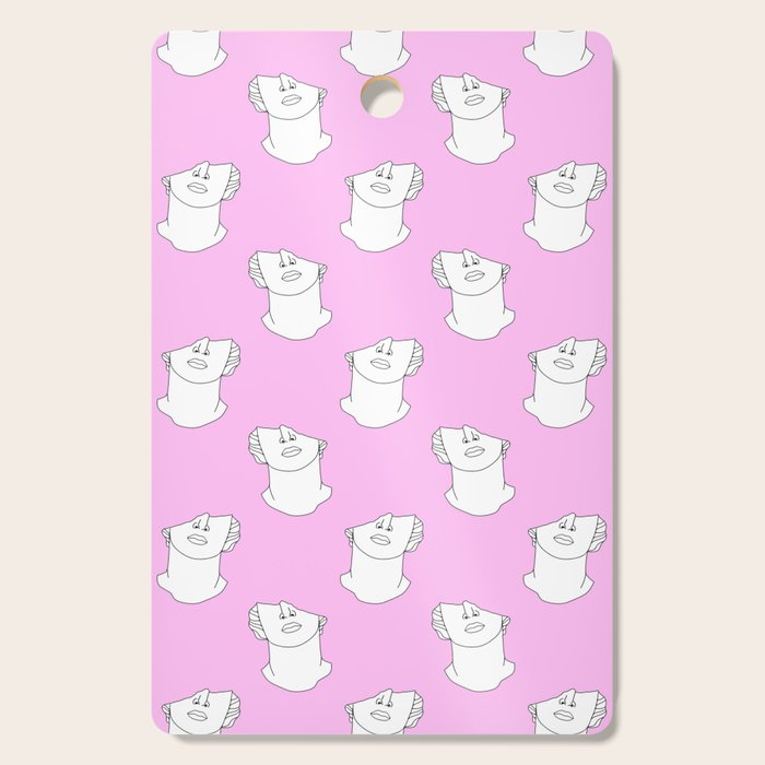 Vaporwave greek statue doodle pattern Cutting Board Gallery Image 1