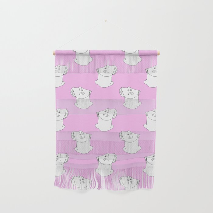 Vaporwave greek statue doodle pattern Wall Hanging Gallery Image 1