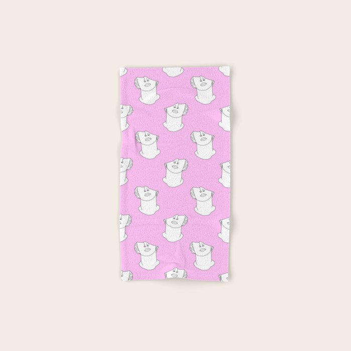 Vaporwave greek statue doodle pattern Bath Towel Gallery Image 1