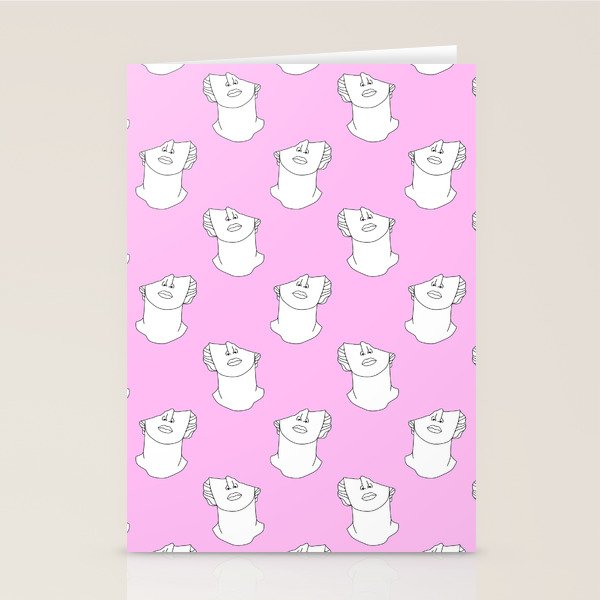 Vaporwave greek statue doodle pattern Stationery Card Gallery Image 1