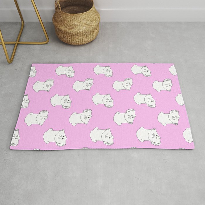 Vaporwave greek statue doodle pattern Rug Gallery Image 1
