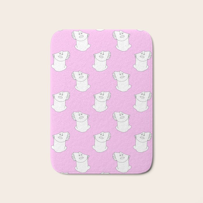 Vaporwave greek statue doodle pattern Bath Mat Gallery Image 1