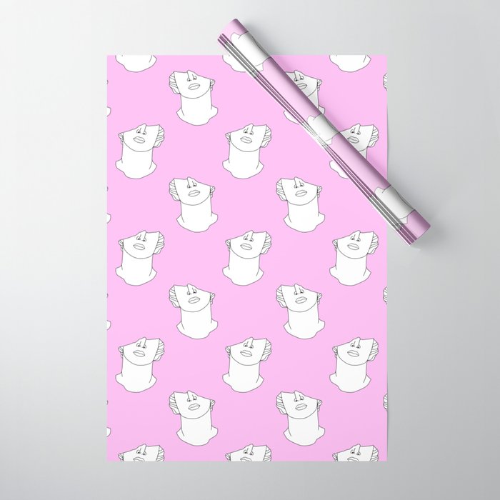Vaporwave greek statue doodle pattern Wrapping Paper Gallery Image 1