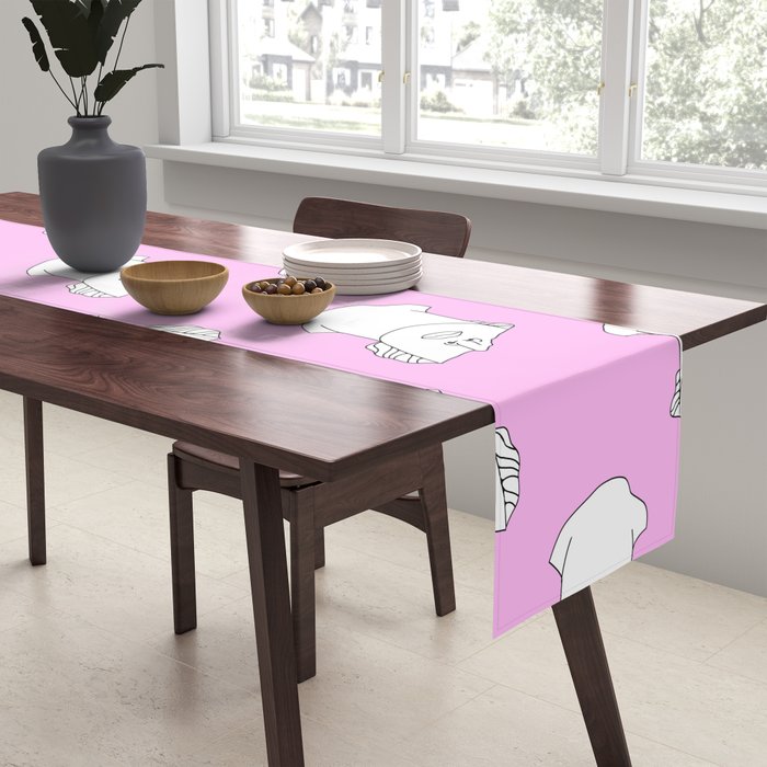 Vaporwave greek statue doodle pattern Table Runner Gallery Image 2