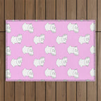 Vaporwave greek statue doodle pattern Outdoor Rug Gallery Image 1