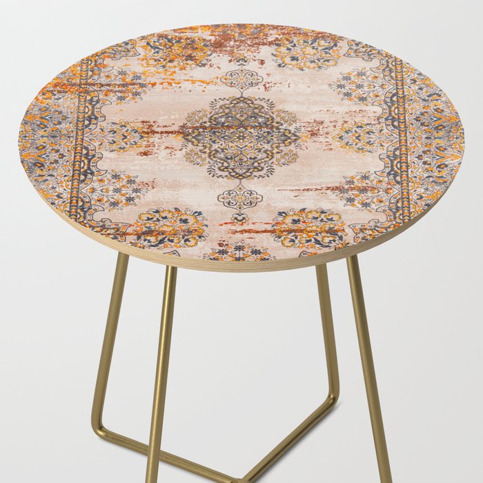 Orange Vintage Rug Design Side Table Gallery Image 2