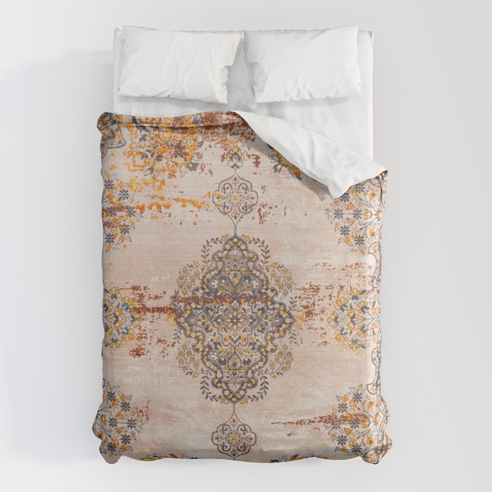 Orange Vintage Rug Design Duvet Cover Gallery Image 1