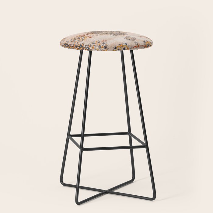 Orange Vintage Rug Design Stool Gallery Image 1