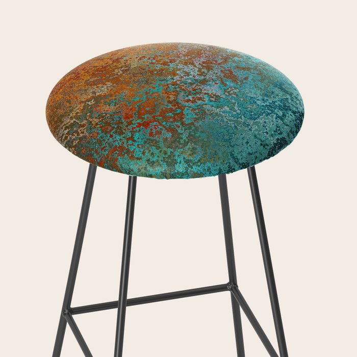 Vintage Copper and Teal Rust Stool Gallery Image 2