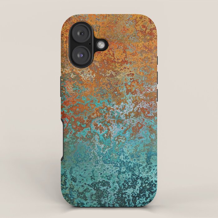 Vintage Copper and Teal Rust iPhone Case Gallery Image 1