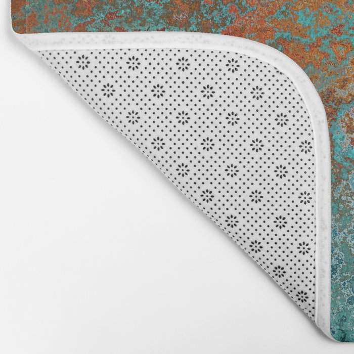 Vintage Copper and Teal Rust Bath Mat Gallery Image 2