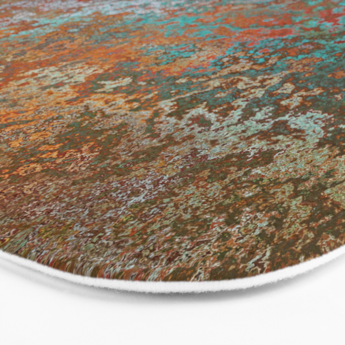 Vintage Copper and Teal Rust Bath Mat Gallery Image 3