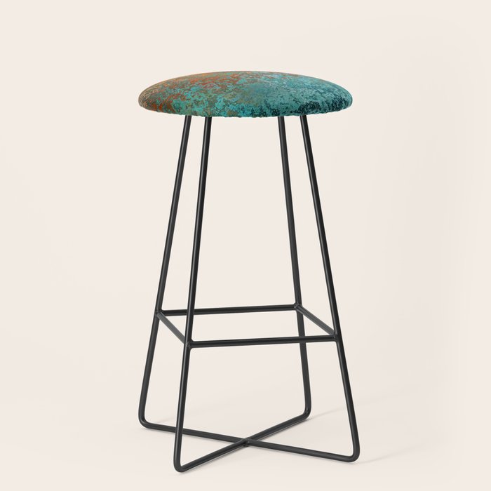 Vintage Copper and Teal Rust Stool Gallery Image 1