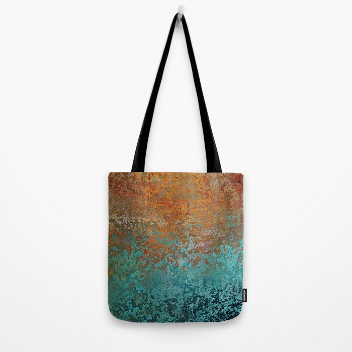Vintage Copper and Teal Rust Tote Bag Gallery Image 2