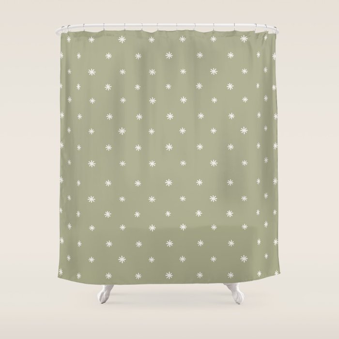 Sparkles Sage Green Shower Curtain Gallery Image 1