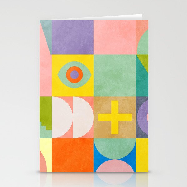 mid  century modern geometric checkers summer 2 Stationery Card Gallery Image 2