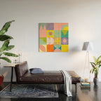 mid  century modern geometric checkers summer 2 Wood Wall Art Gallery Image 2