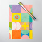 mid  century modern geometric checkers summer 2 Wrapping Paper Gallery Image 1