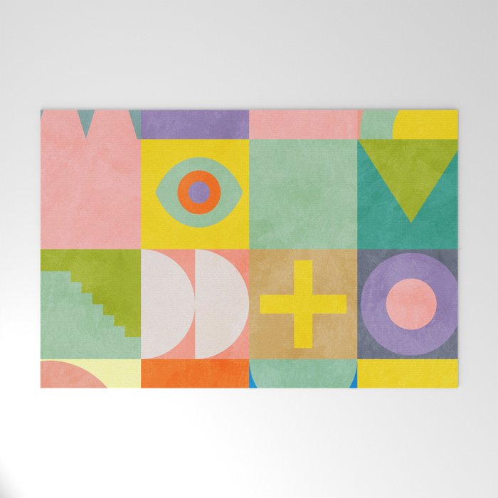 mid  century modern geometric checkers summer 2 Welcome Mat Gallery Image 1