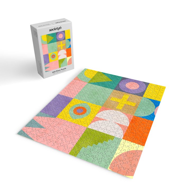 mid  century modern geometric checkers summer 2 Jigsaw Puzzle Gallery Image 2